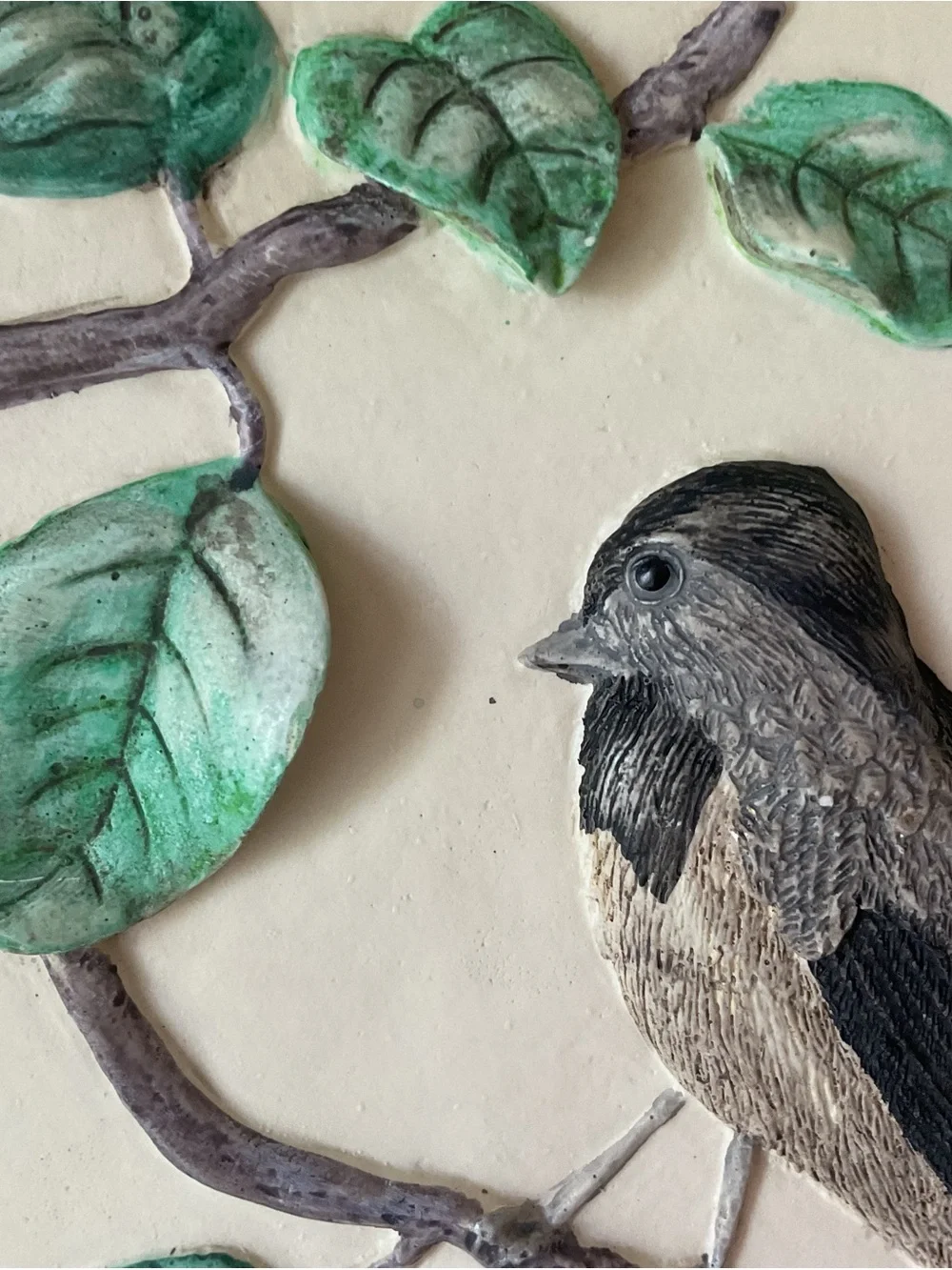 Hens-feathers Green and Cream Botanical Bird Wall Decor